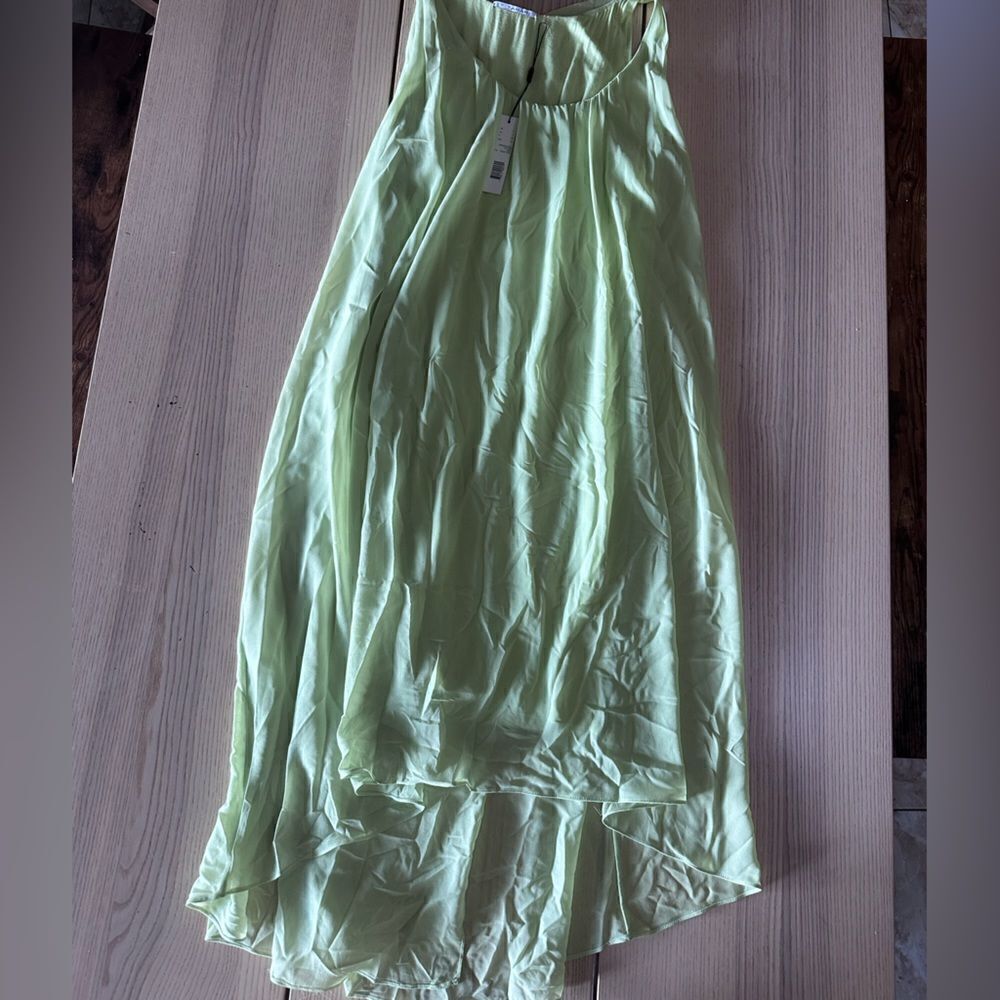 Tahari Everleigh High-Low Sheer Wrap Dress in Celery stalk green -Size Large NWT - Picture 3 of 11